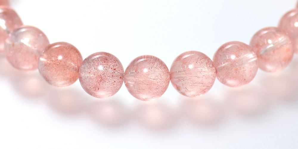 高品質++]カザフスタン産ストロベリークォーツブレスレット（約7.5mm玉