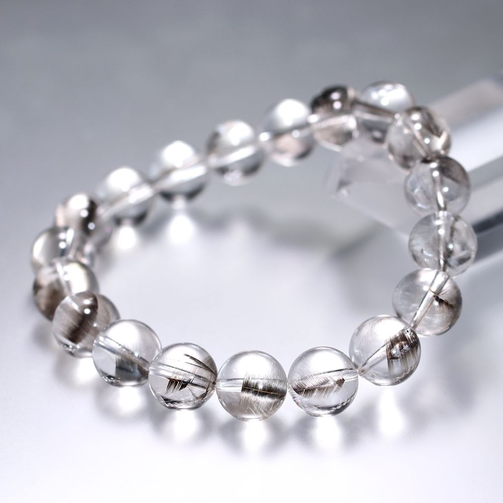 高品質++]プラチナルチルクォーツブレスレット（約10.5mm玉・超透明度