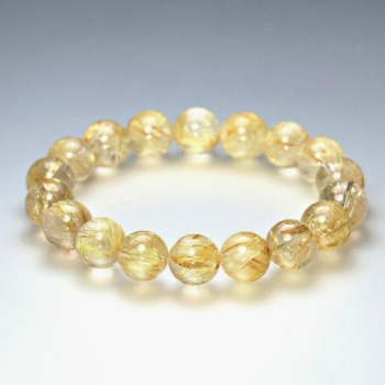 高品質++]ゴールドルチルクォーツブレスレット（約11.5mm玉） - 埼玉県