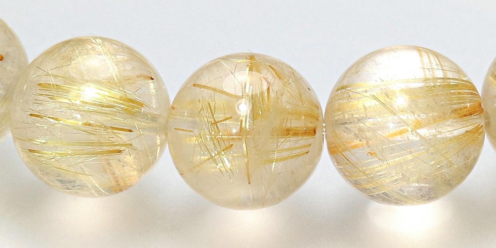 高品質]ゴールドルチルクォーツブレスレット（約11mm玉） - 埼玉県吉川