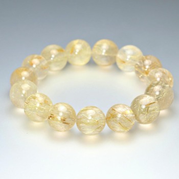 高品質]ゴールドルチルクォーツブレスレット（約14.5mm玉） - 埼玉県