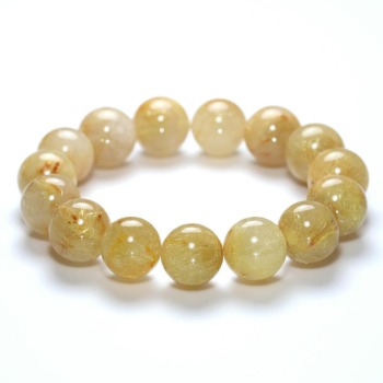 特別価格/3A]ゴールドルチルクォーツブレスレット（約12.5mm玉