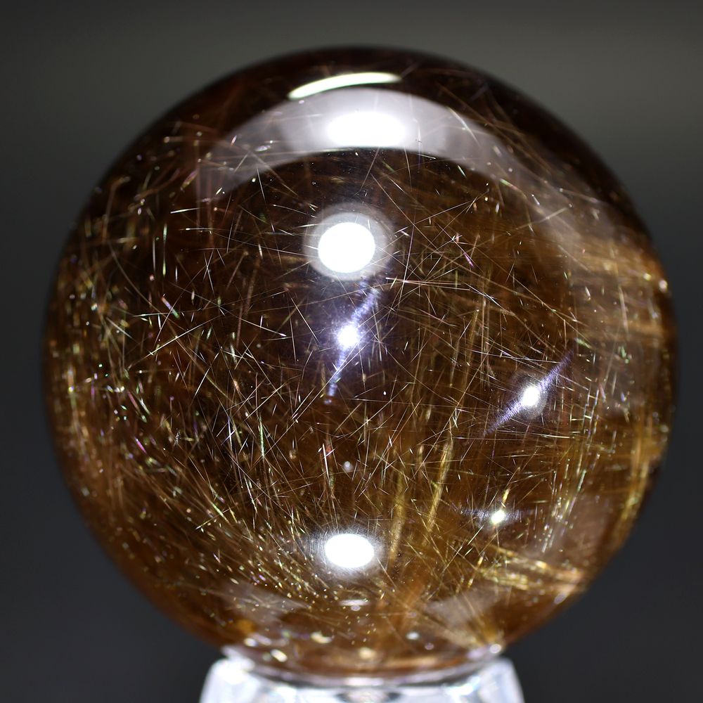 高品質]ブラジル産ゴールドルチルクォーツ丸玉/スフィア（球体直径51.5