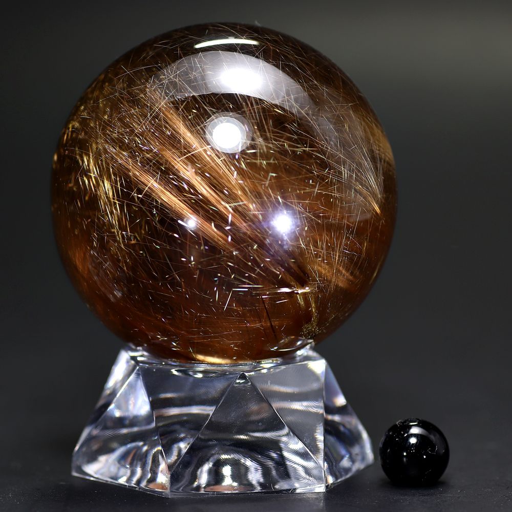 高品質]ブラジル産ゴールドルチルクォーツ丸玉/スフィア（球体直径51.5