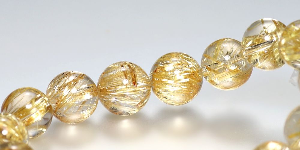 高品質++]ゴールドルチルクォーツブレスレット（約13.5mm玉） - 埼玉県