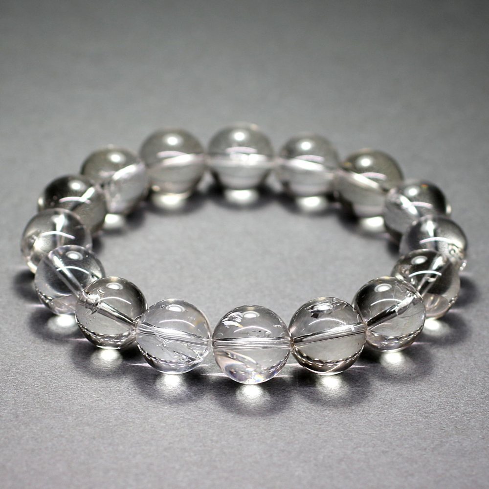 最高品質]水入り水晶ブレスレット（約13mm玉） - 埼玉県吉川市の天然石