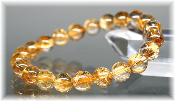 高品質]ゴールドルチルクォーツブレスレット（約10mm玉） - 埼玉県吉川