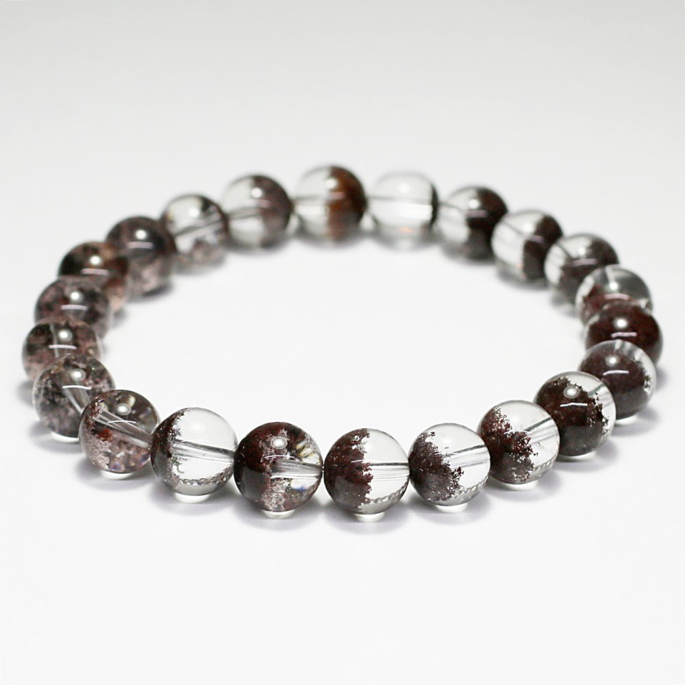 高品質++]ブラウンピンクガーデンクォーツブレスレット/ガーデン水晶