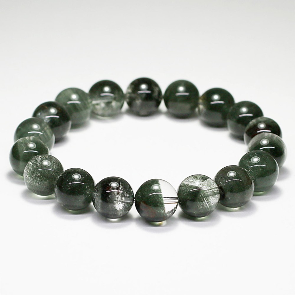 高品質++]グリーンガーデンクォーツブレスレット/層状ファントム