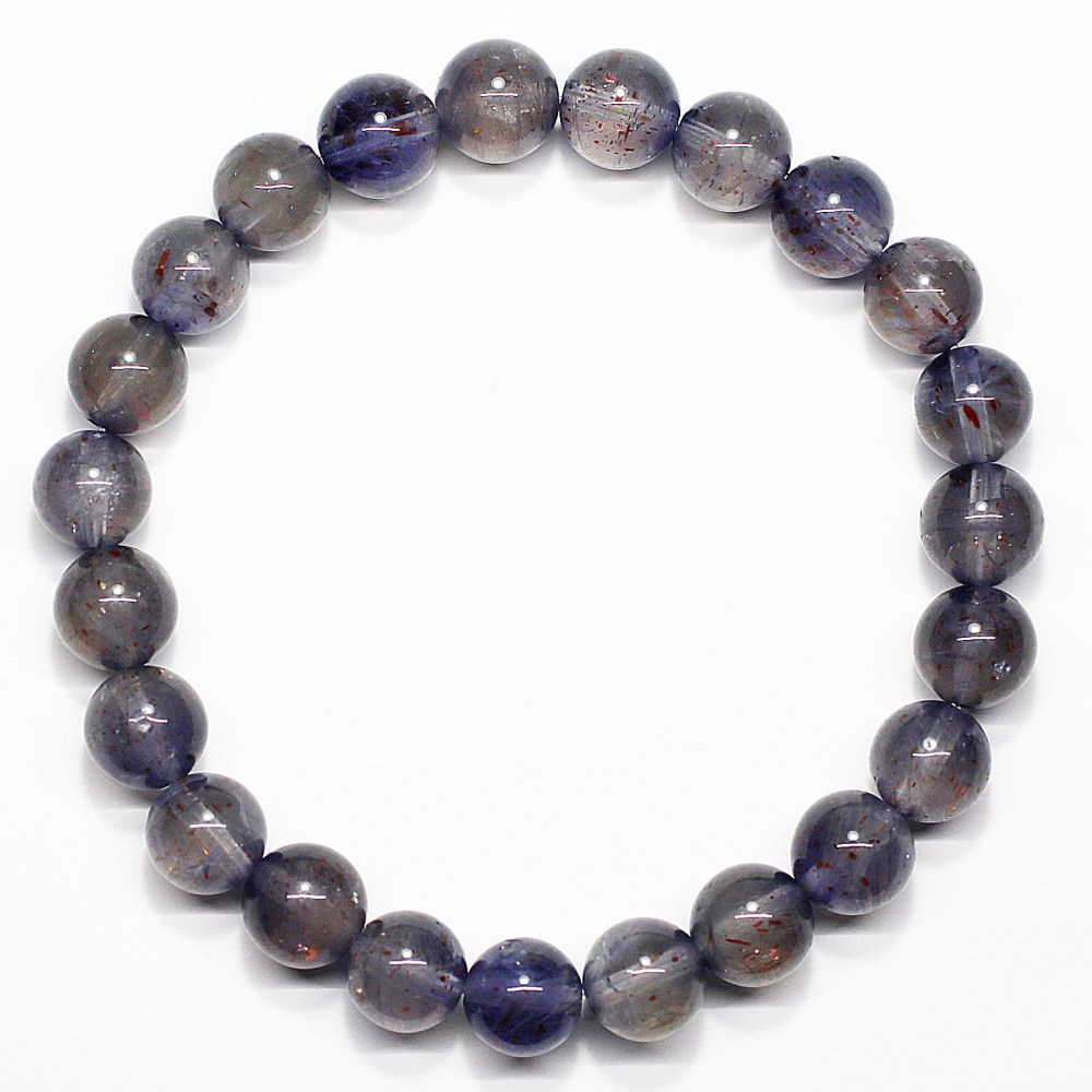 高品質]アイオライトサンストーンブレスレット（約8mm玉・クリアー