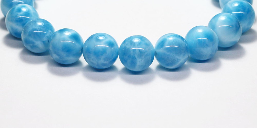 最高品質]宝石質ラリマーブレスレット（約10mm玉・オールブルー