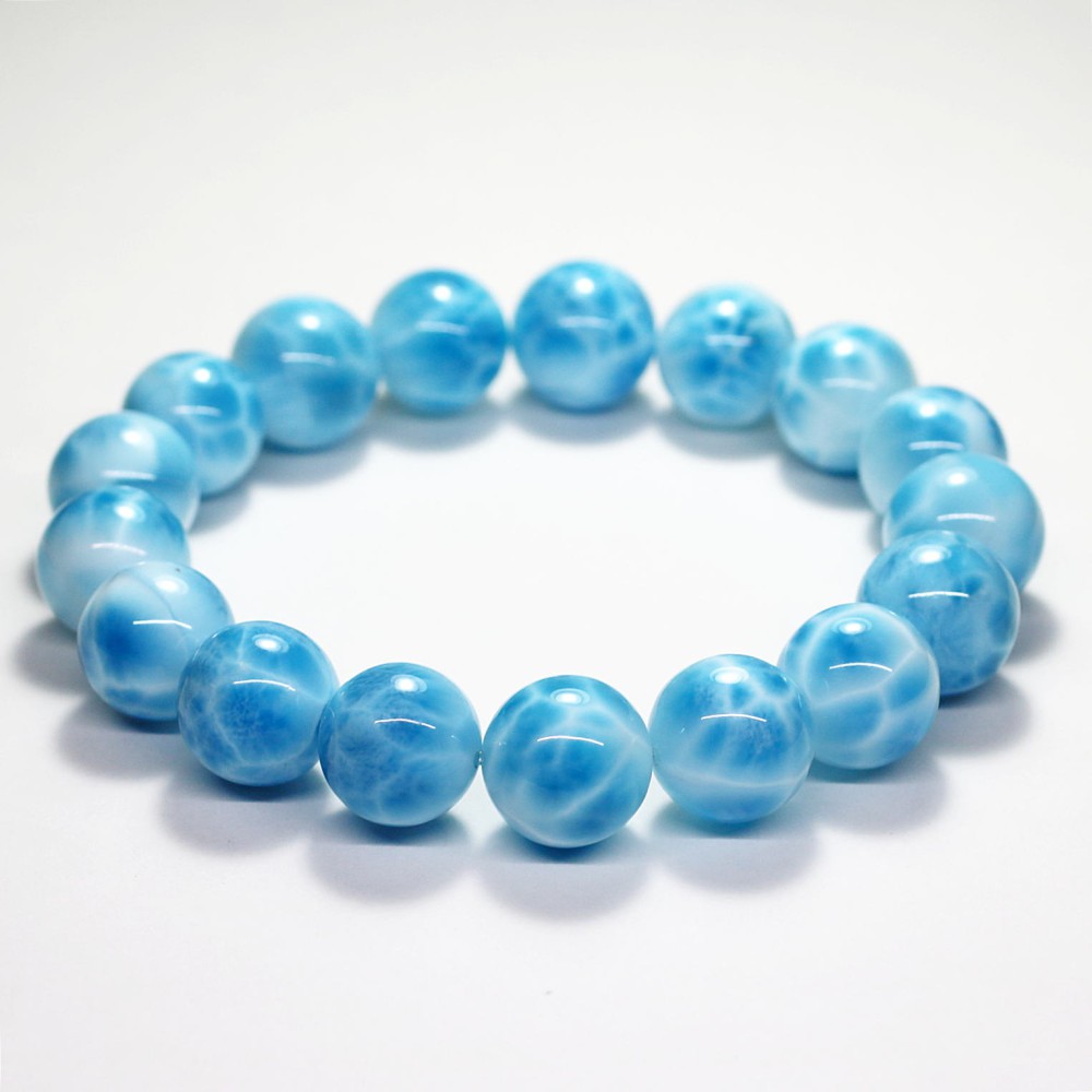 最高品質]宝石質ラリマーブレスレット（約13mm玉） - 埼玉県吉川市の