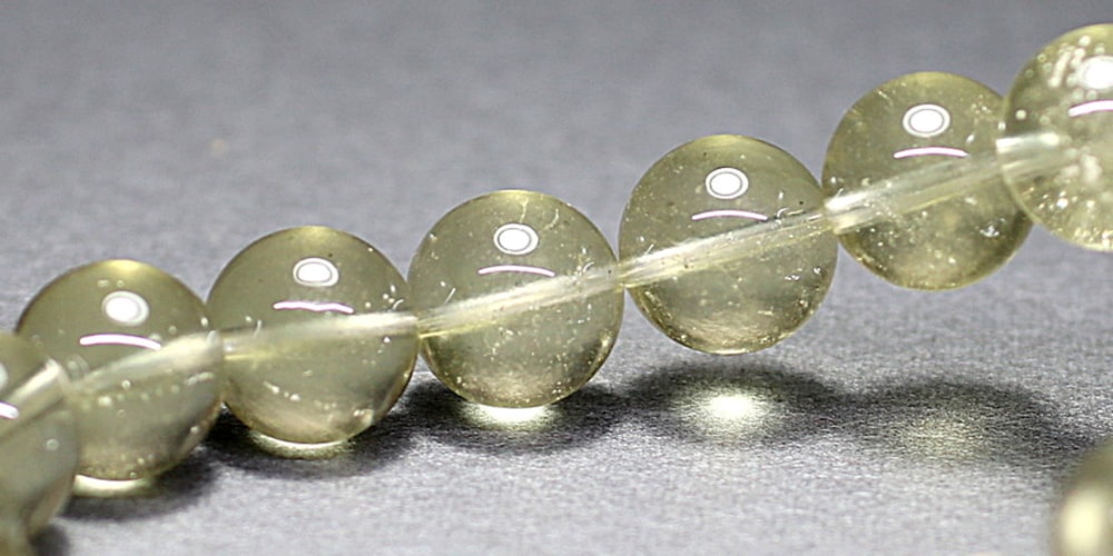 価格改定】[高品質++]天然リビアングラスブレスレット（約12mm玉