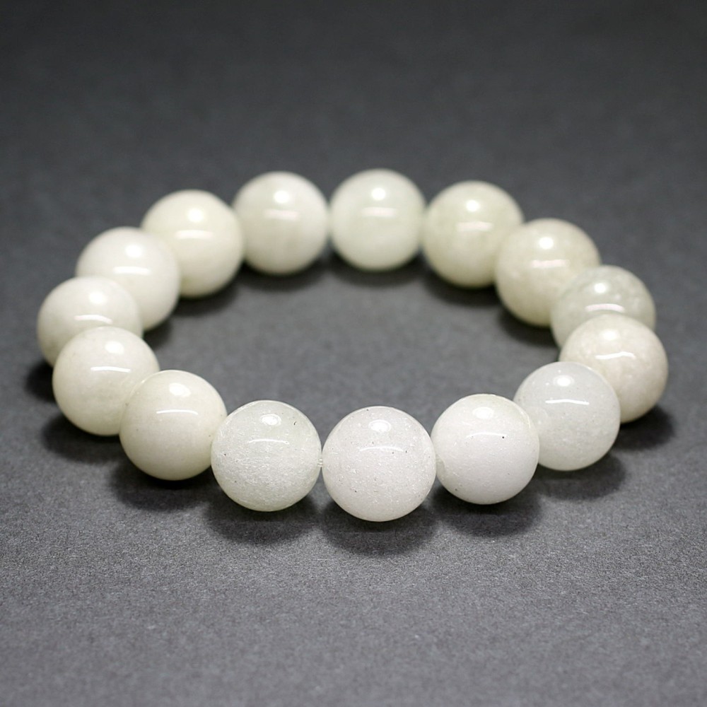 価格改定】[高品質]天然ミルキーリビアングラスブレスレット（約14mm玉