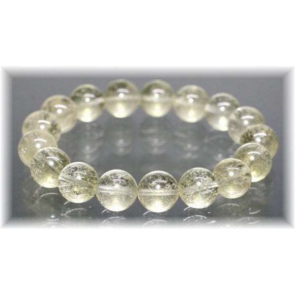 価格改定】[高品質]天然リビアングラスブレスレット（約13mm玉