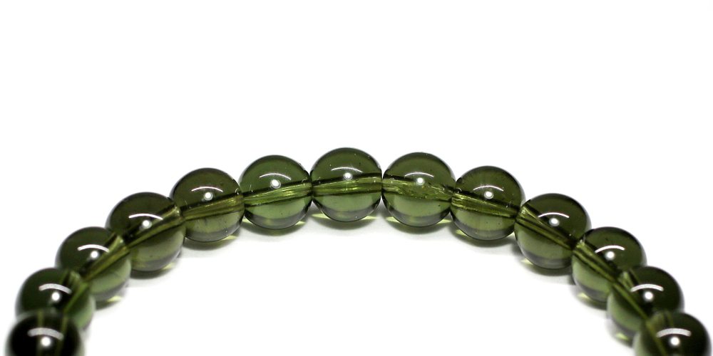 高品質++]天然モルダバイトブレスレット（約8mm玉・鑑別書付） - 埼玉