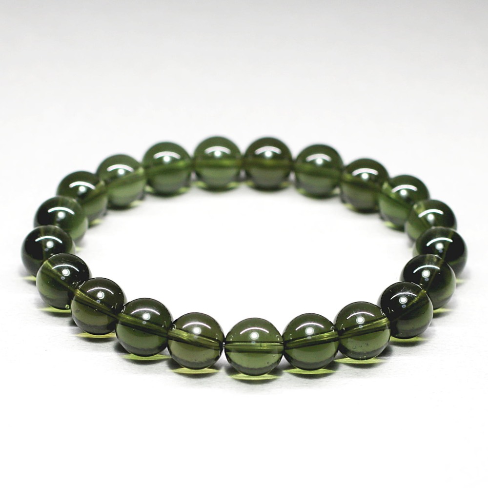 最高品質]天然モルダバイトブレスレット（約10mm玉・鑑別書付） - 埼玉