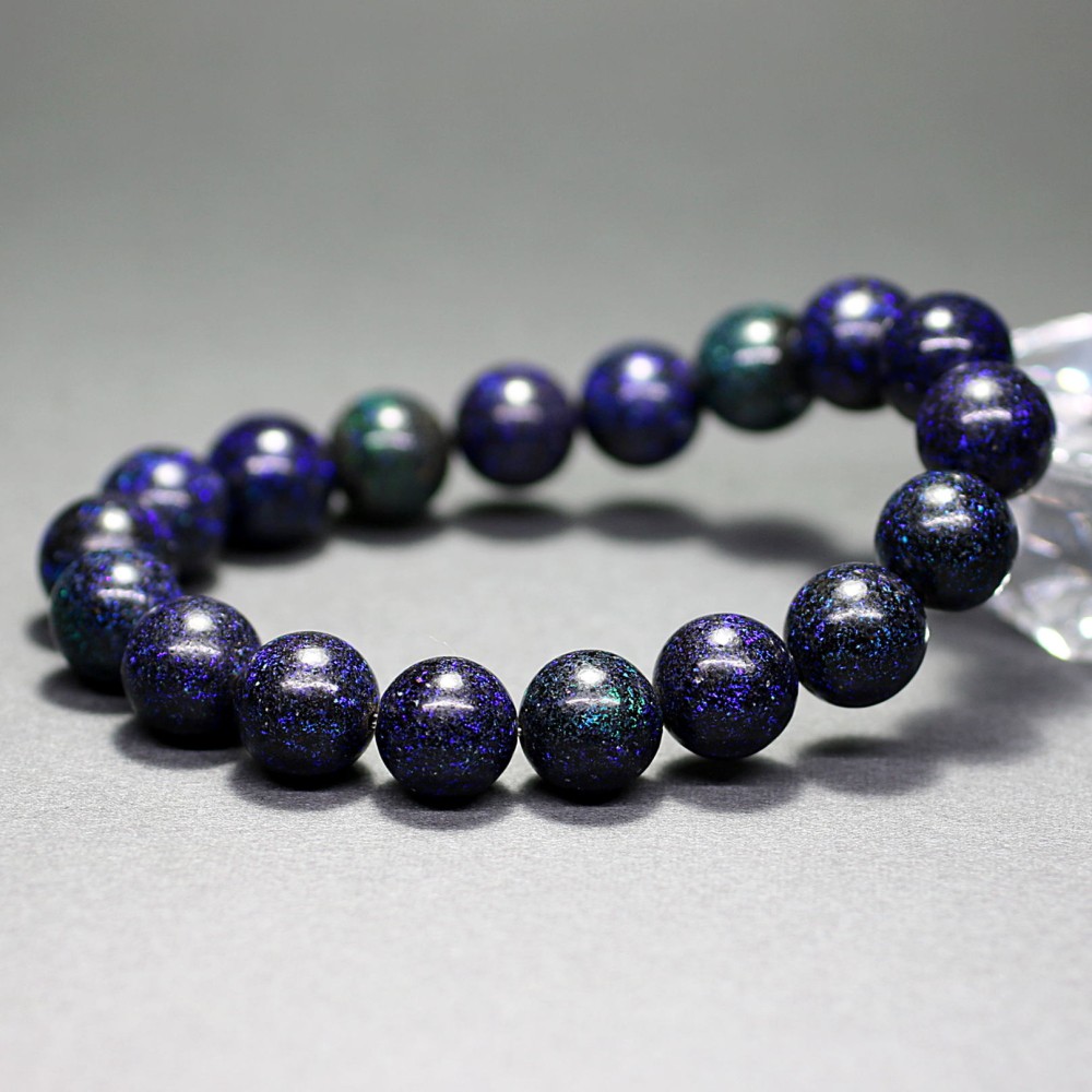 高品質++]ブラックマトリックスオパールブレスレット（約11mm玉