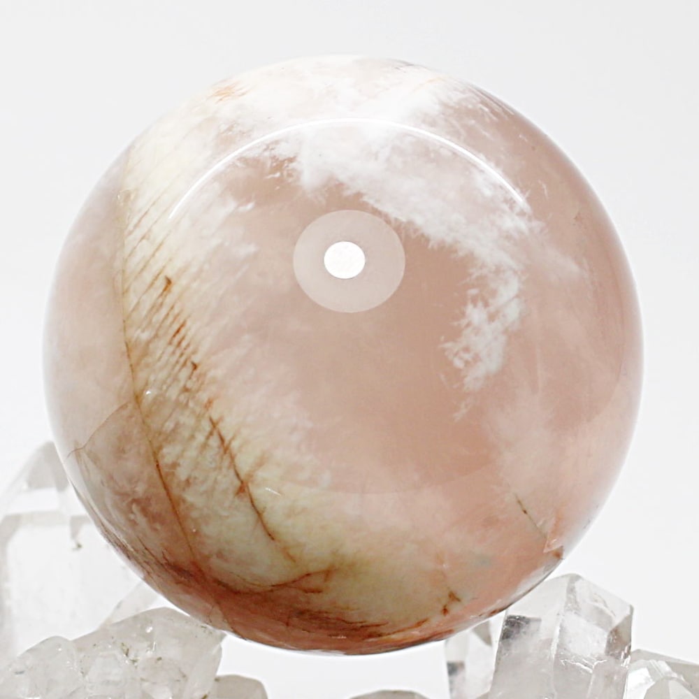 高品質]セリサイトインスターローズクォーツ丸玉/スフィア（球体直径