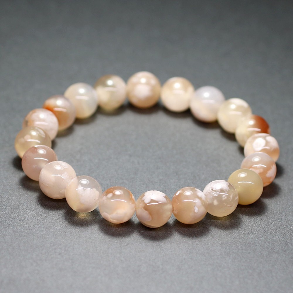 高品質]桜アゲートブレスレット/桜瑪瑙（約9.5mm玉） - 埼玉県吉川市の