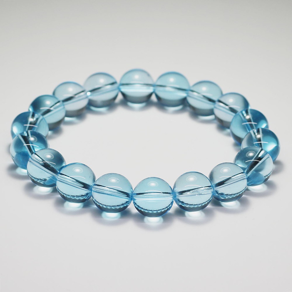 トップクォリティ]スカイブルートパーズブレスレット（約11mm玉