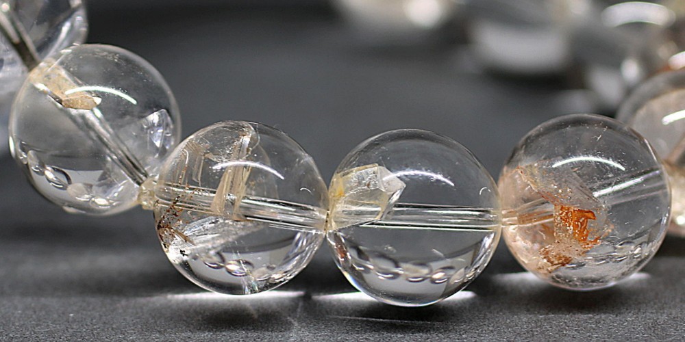 特別価格/高品質]クォーツインクォーツブレスレット/貫入水晶（約14mm