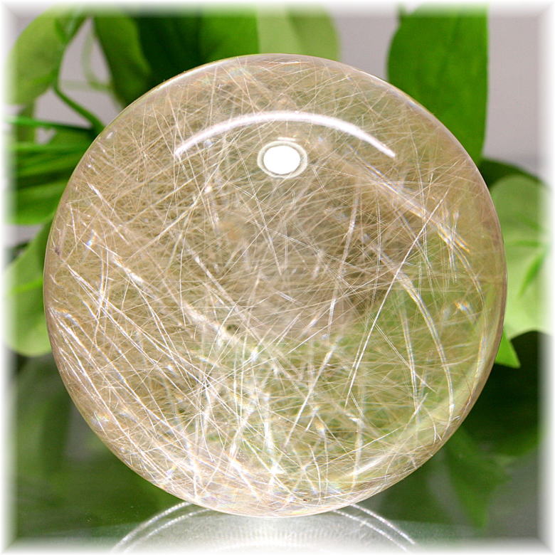 特別価格]ライトゴールドルチルクォーツ丸玉/スフィア（大玉） - 埼玉