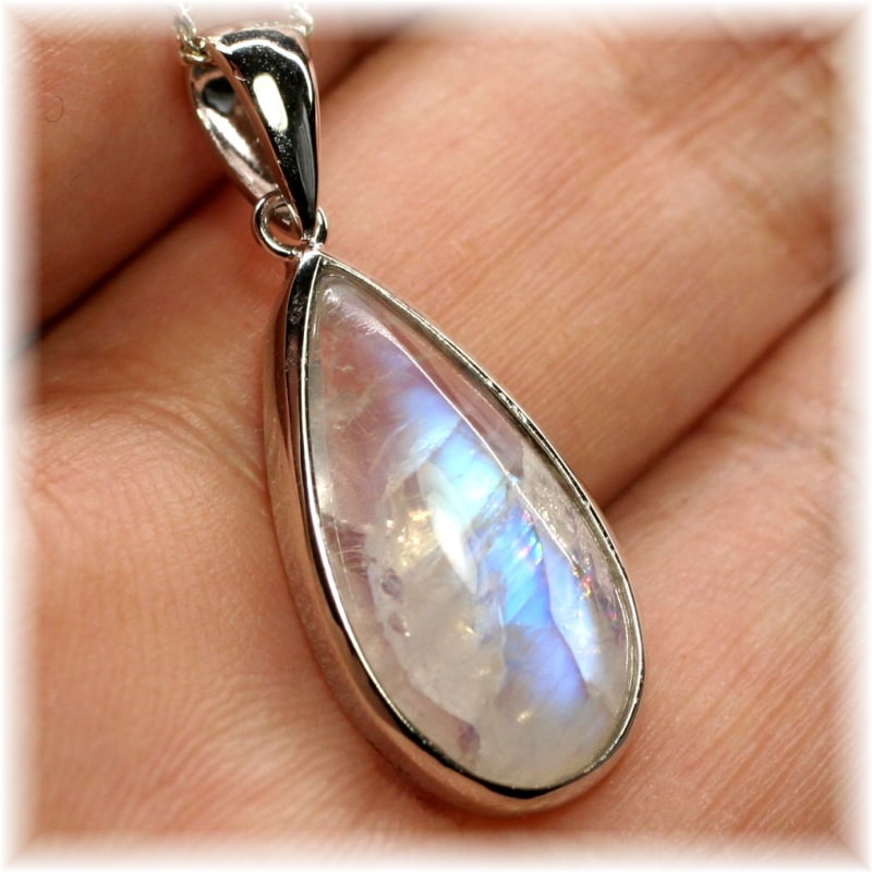 高品質]ホワイトラブラドライトペンダントトップ（シルバー925・国内