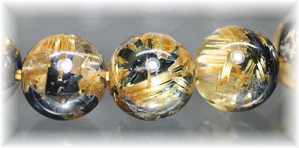 最高品質]放射タイチンルチルクォーツブレスレット（約9mm玉） - 埼玉