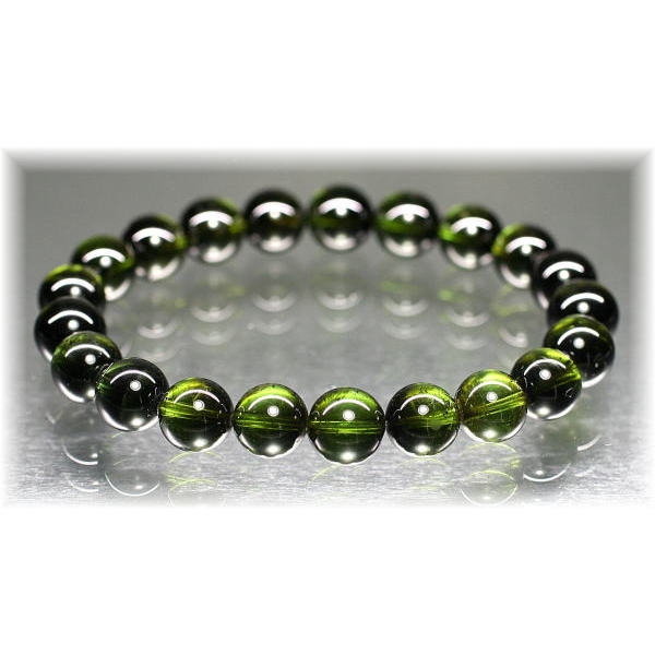 高品質]グリーントルマリンブレスレット/ベルデライト（約9mm玉