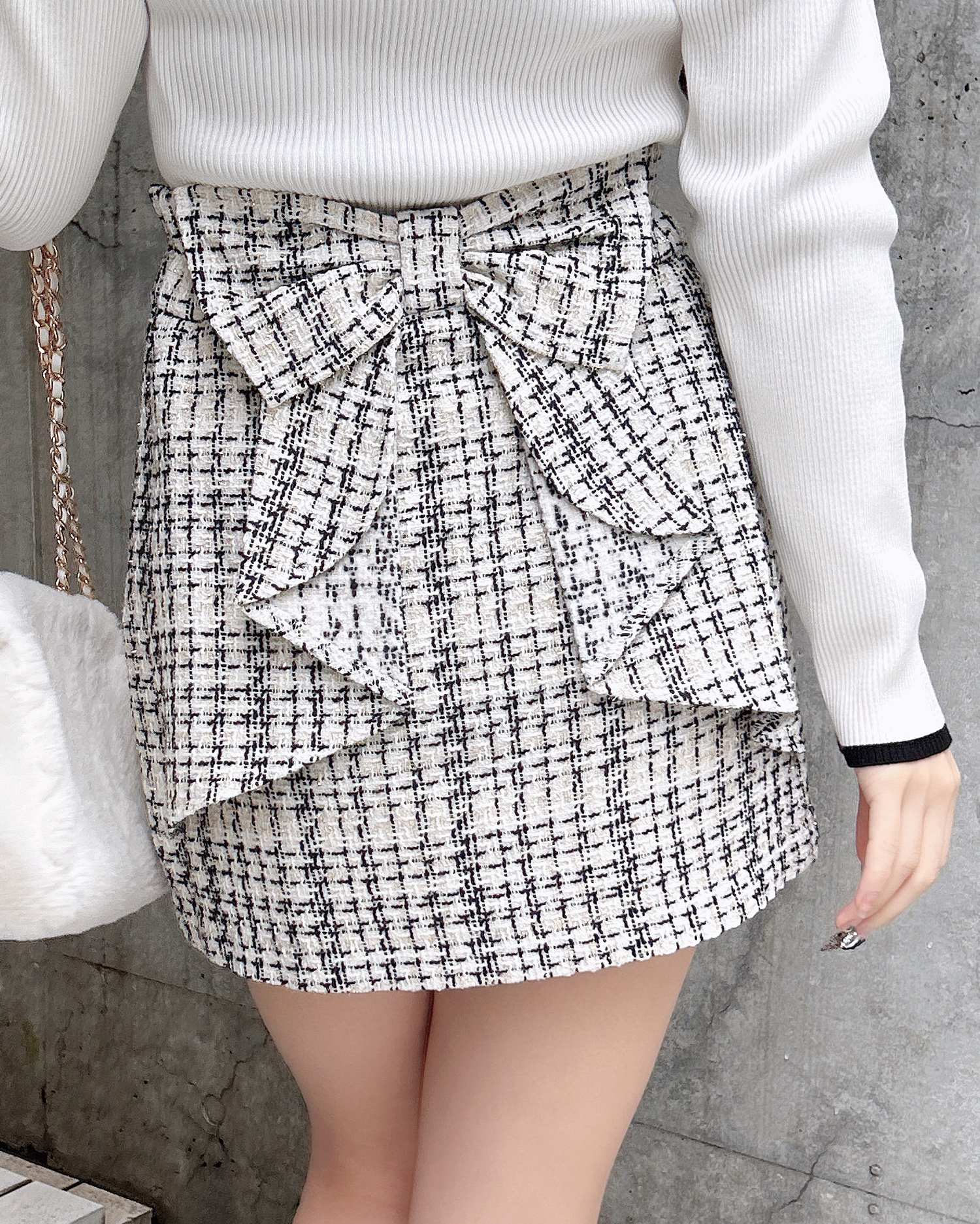 バックリボンツイードタイトミニスカパン｜INGNI(イング) 公式通販