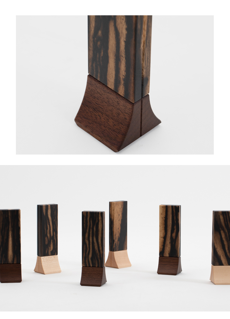 森の位牌 3.5寸 札:日本の黒柿(希少杢入り) ／ 土台:ウォールナット