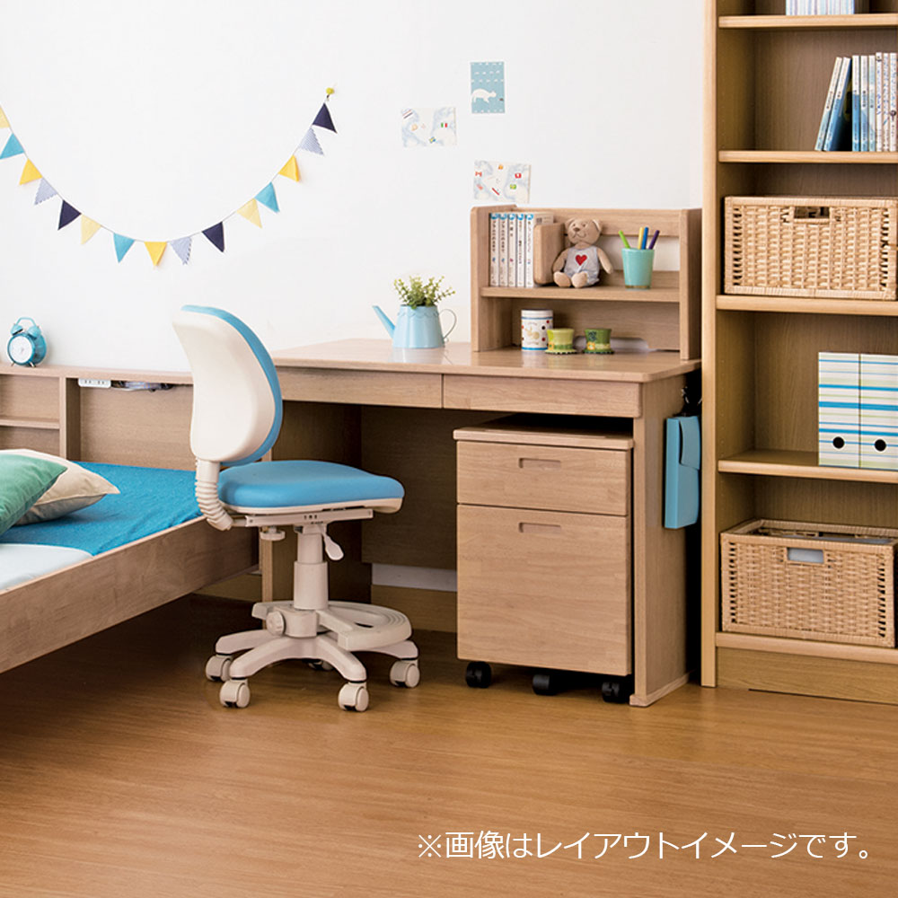小島工芸 学習デスク「ラークアップ」ワゴン付き チェリーナチュラル色