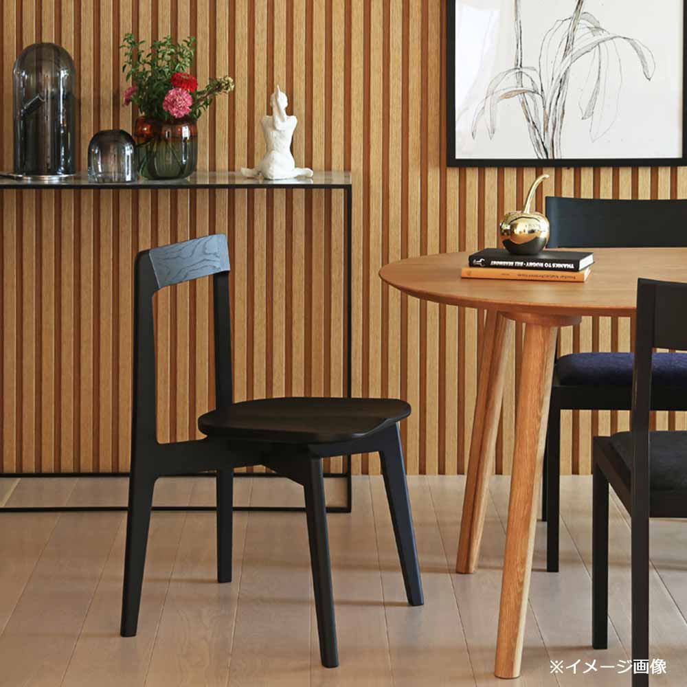 ダイニングチェア「リアルト」板座 ホワイトオーク材 ブラック色【受注