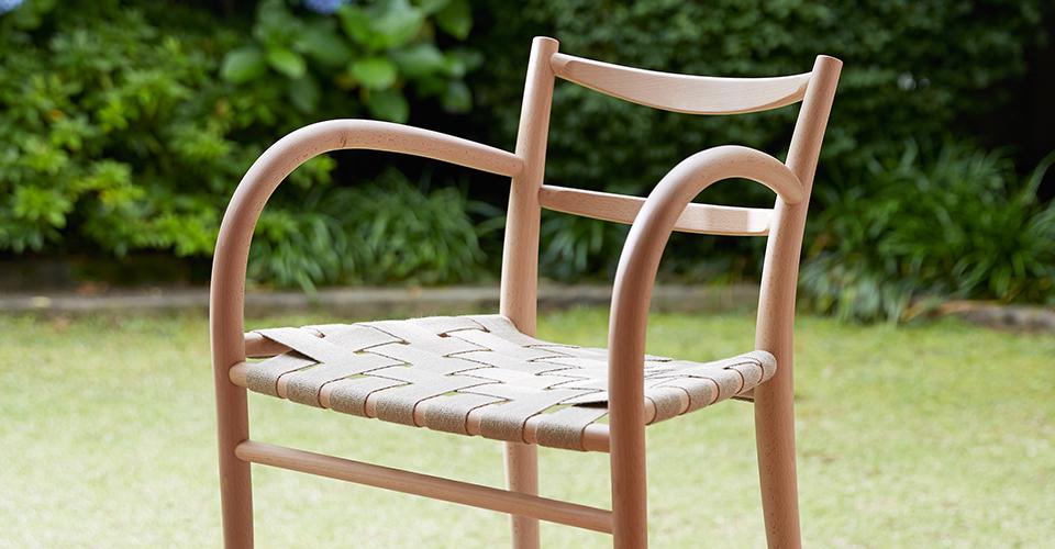 秋田木工 ダイニングチェア「サポースチェア」ブナ材 白木塗装 座面/麻