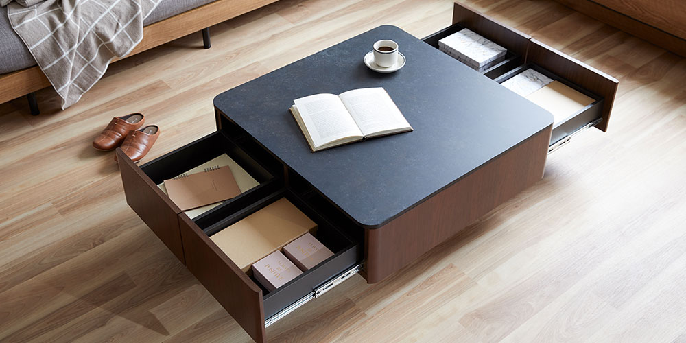 センターテーブル「MLT-211 80」幅80cm OK-VN色 天板メラミン化粧板