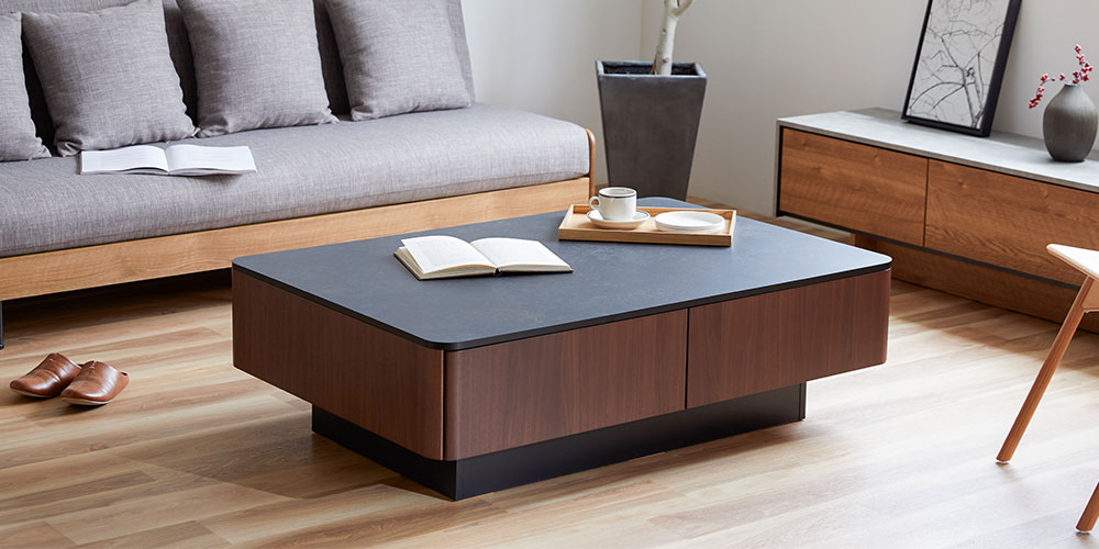 センターテーブル「MLT-211 120」幅120cm WN色 天板メラミン化粧板