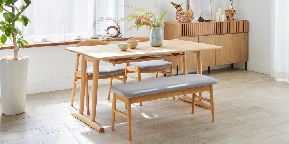 ベンチ「フィルプラス」樹種・塗装色・張地の組合せ4タイプ 全2サイズ