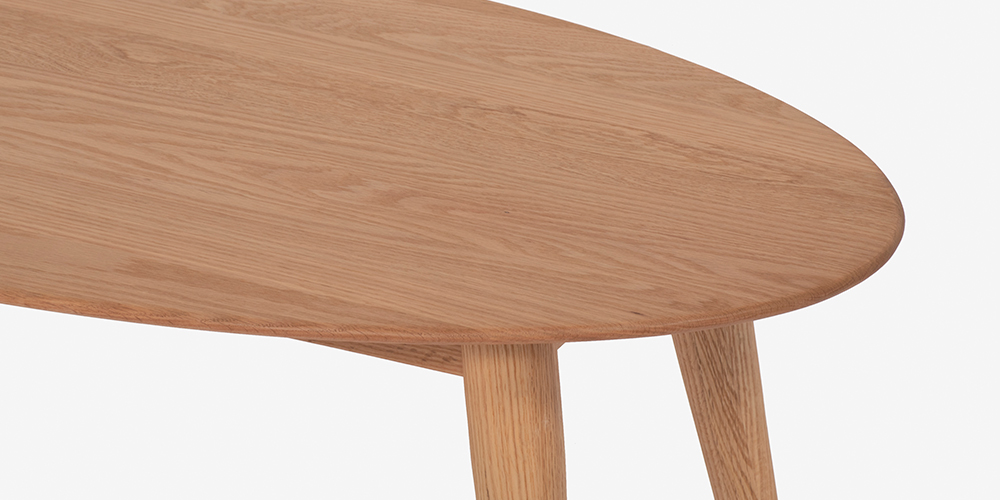 センターテーブル「シネマ2」楕円型 レッドオーク材 ホワイトオーク色