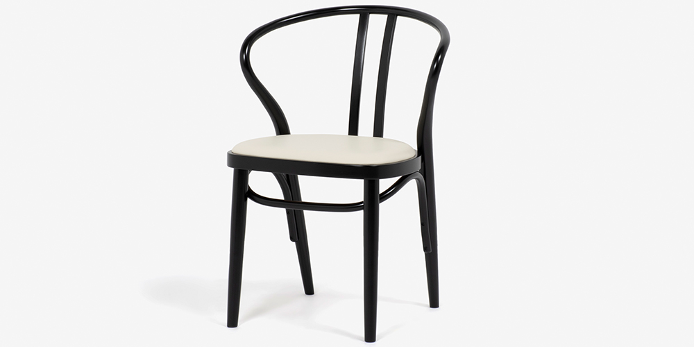 秋田木工 ダイニングチェア「503-OU」 ブナ材ブラック色 ソフトレザー