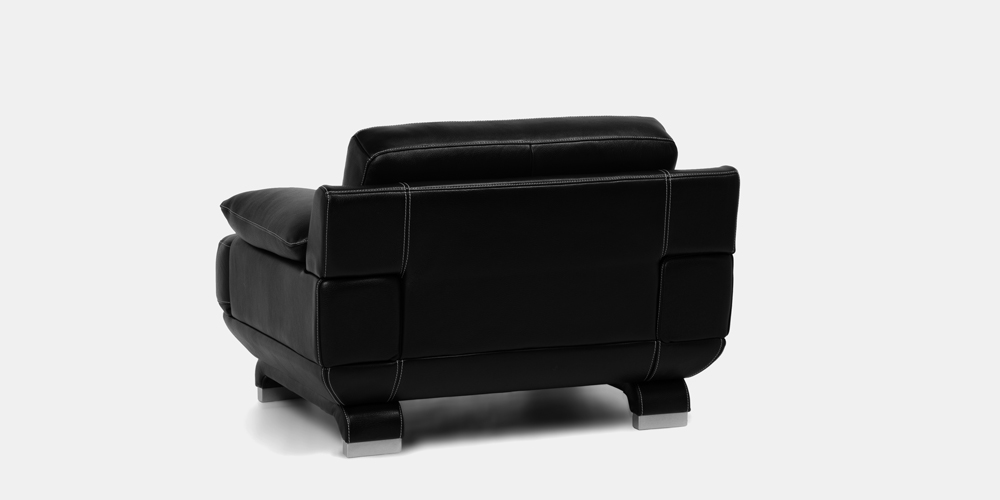 アームチェア 1人掛け「L/S 01（エルエス01）」幅113cm 革ブラック色