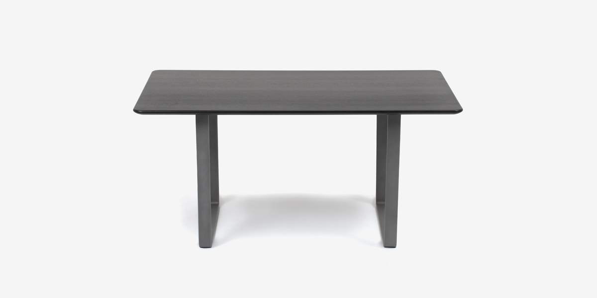 ダイニングテーブル「フィル3」天板角丸型 金属脚シルバー レッド