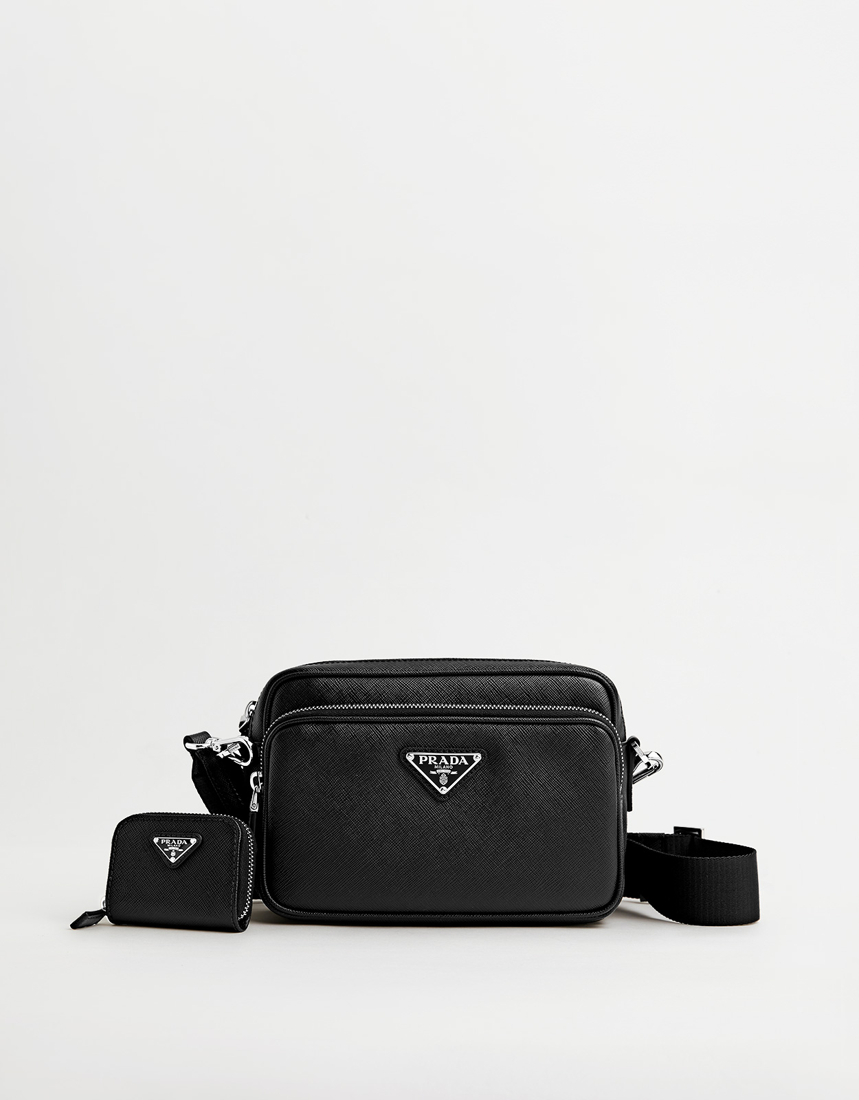 Prada メンズ サフィアーノ カーフスキン レザー クロスボディバッグ