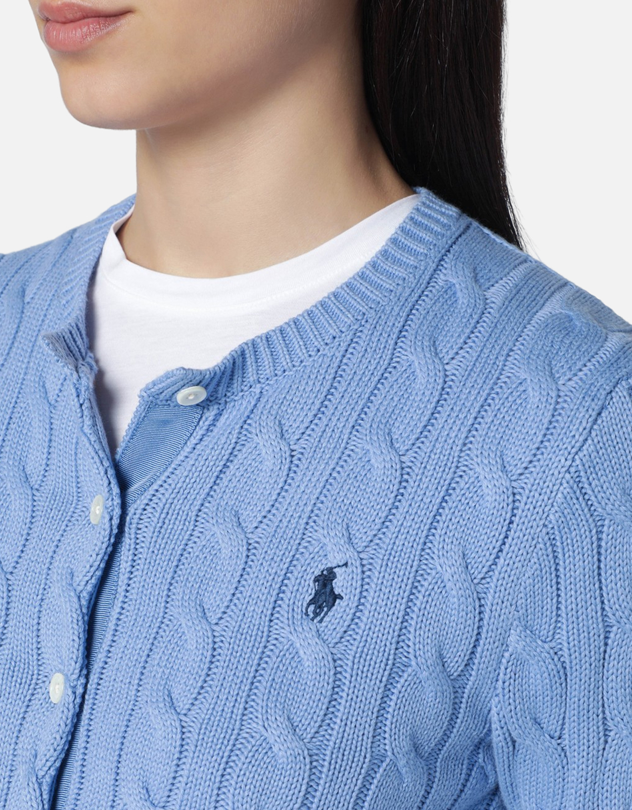 Polo Ralph Lauren ライトブルーケーブルニットコットンカーディガン