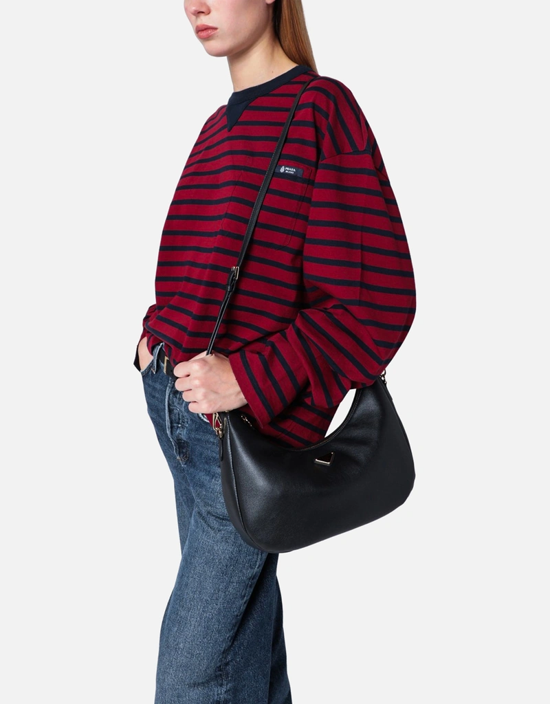 Prada ブラックレザーショルダーバッグ (すべての新品) IFCHIC.COM