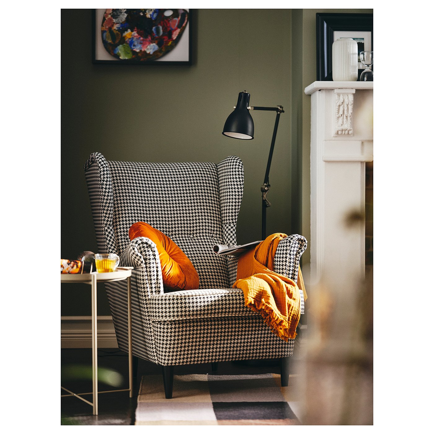 STRANDMON wing chair, Vibberbo black/beige - IKEA Spain