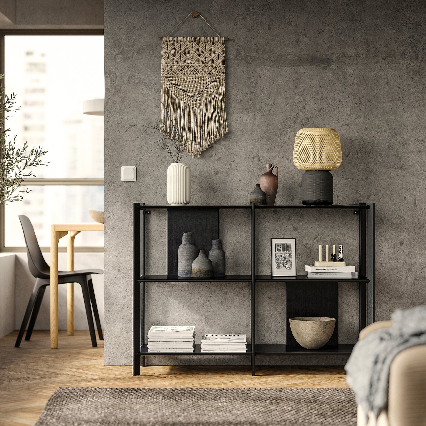 JÄTTESTA shelving unit, black, 120x85 cm - IKEA