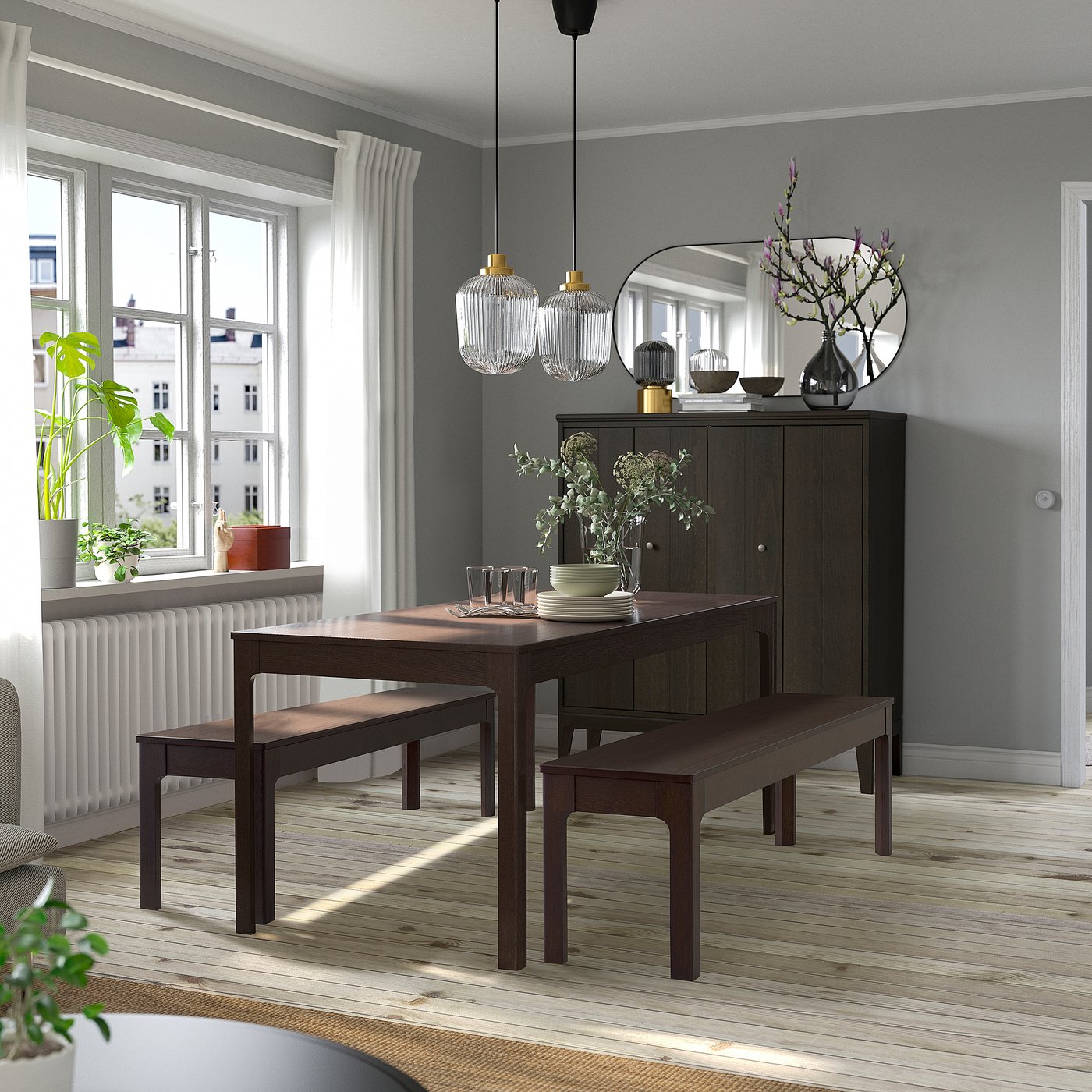 EKEDALEN エーケダーレン ベンチ, ダークブラウン, 165x36 cm - IKEA