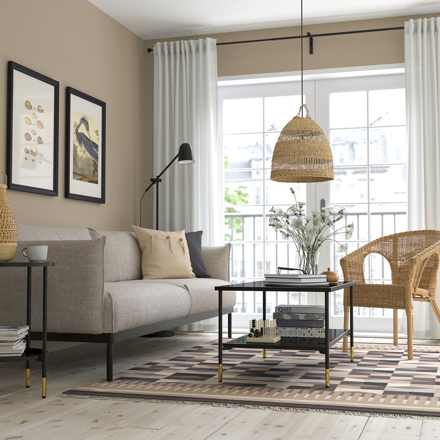 ÄSPERÖD エスペロード コーヒーテーブル, ブラック/ガラス ブラック