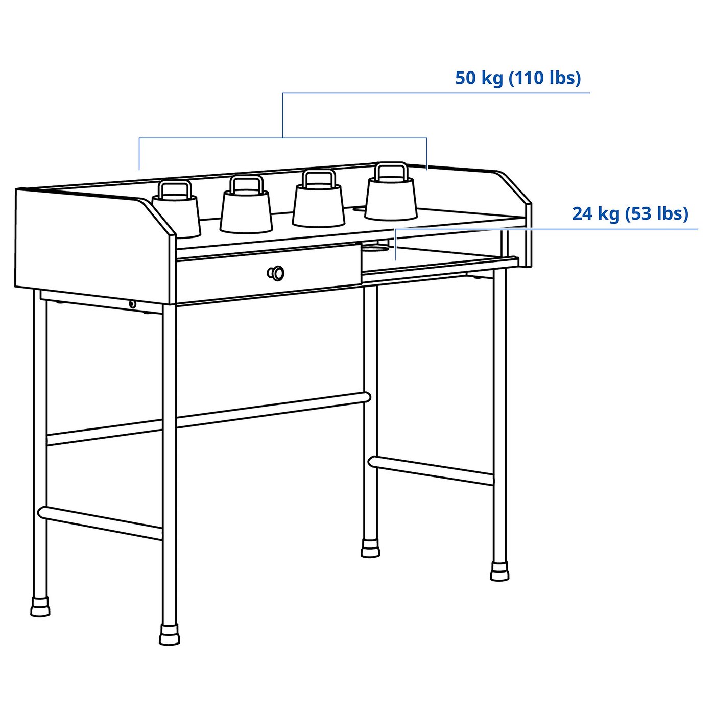 HAUGA ハウガ デスク, ホワイト, 100x45 cm - IKEA